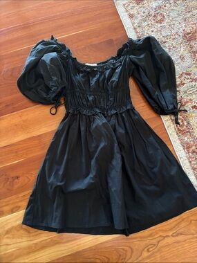House of Harlow 1960 Black Ruffled Neckline Mini Dress